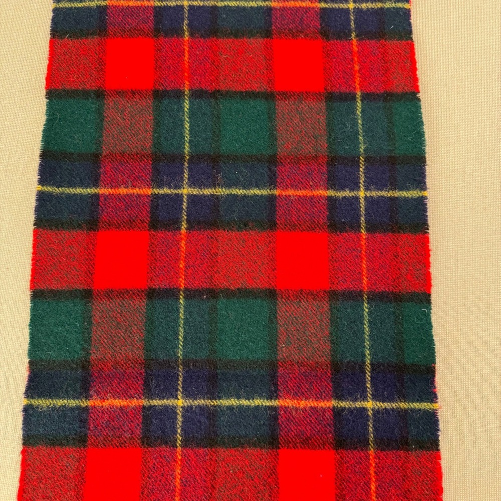 Vintage Burberrys Wool Scarf Green/Blue/Red/Yellow Plaid - Picture 5 of 5